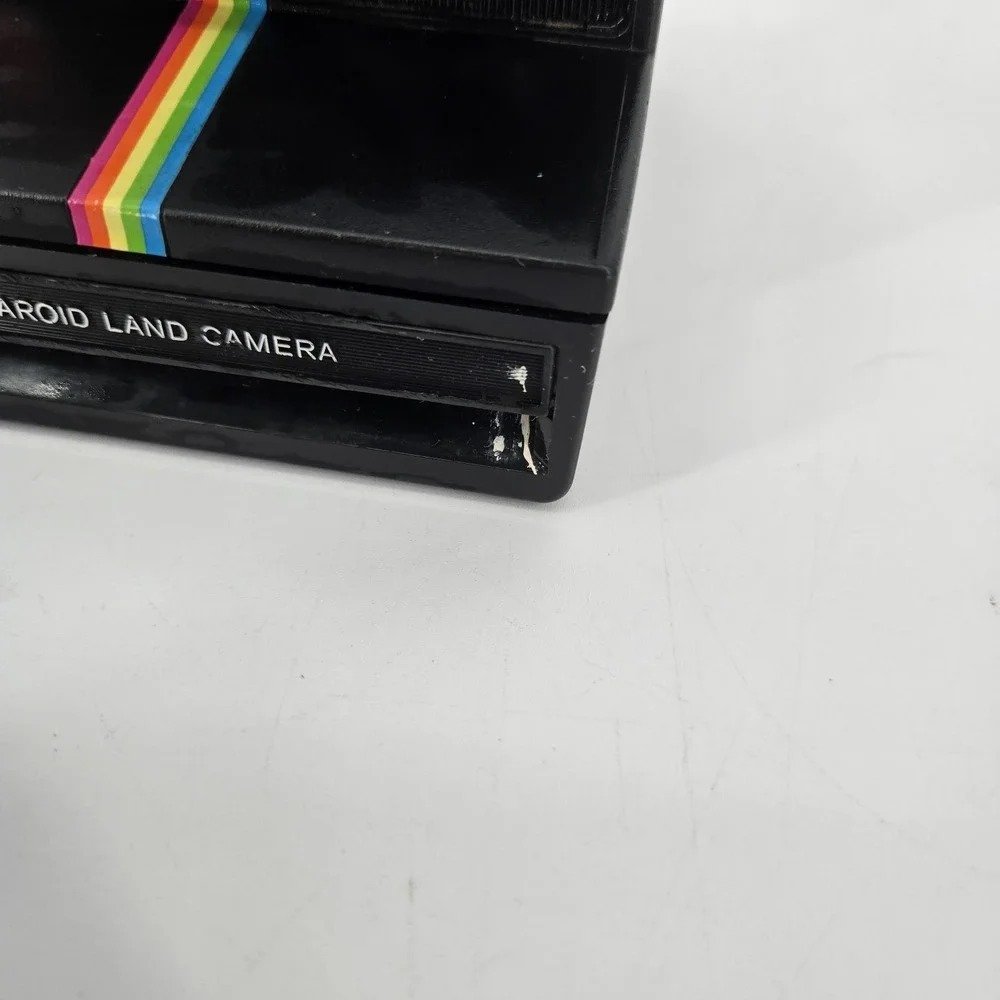 Vintage Polaroid Time-Zero‎ One Step Land Camera Rainbow Stripe w Strap Untested